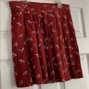 GAP burnt orange skirt with blue birds